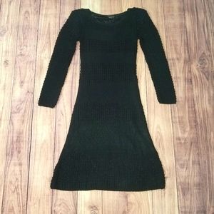 BCBGMAXAZRIA Black Crocheted Midi Dress Size XL